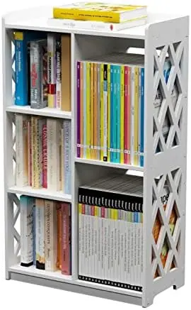 

Small Bookshelf, Kids Book Case Open Shelf with 5 Cube Storage Organizer for Bedroom Living Room Office, White