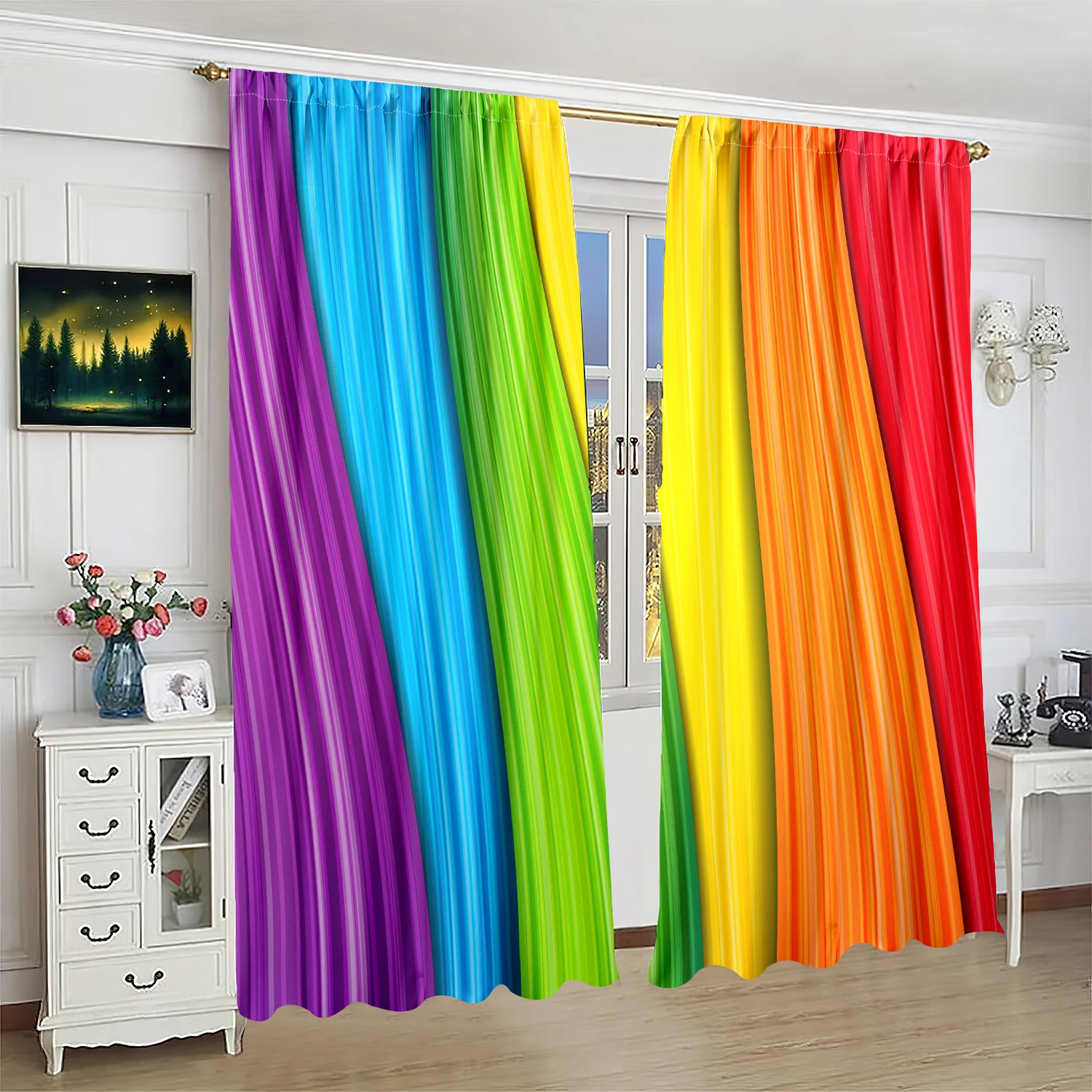 

Радужные шторы из полиэстера, 2 шт.