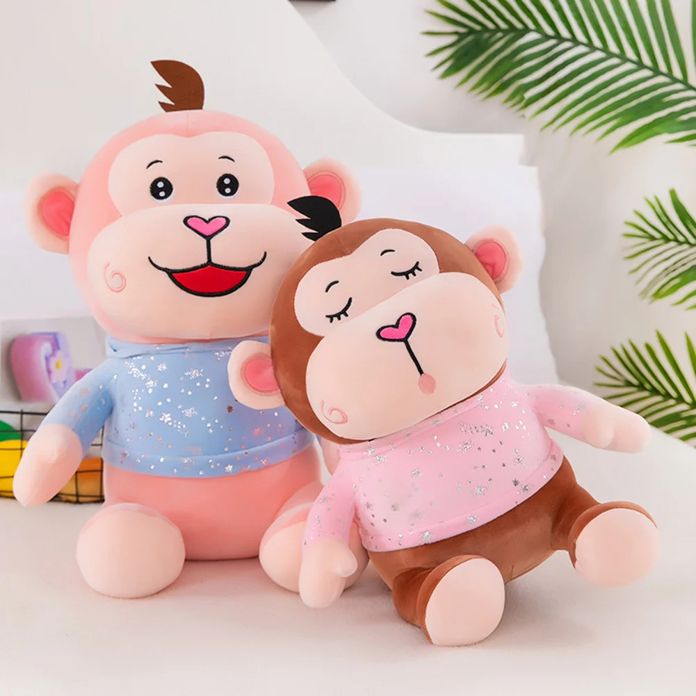 

Newly Newborn Baby Plush Stuffed Toys Cartoon Sweater Monkey Early Educational Toy Pacify Rag Toy Comfortable for Kids Girls