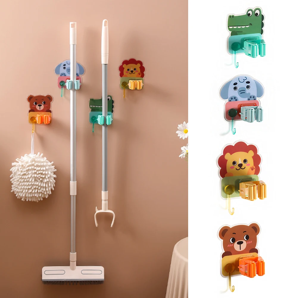 

Wall Mounted Mop Organizer Holder Brush Broom Hanger Home Storage Rack Bathroom Suction Hanging Pipe Hooks Household Tools Home