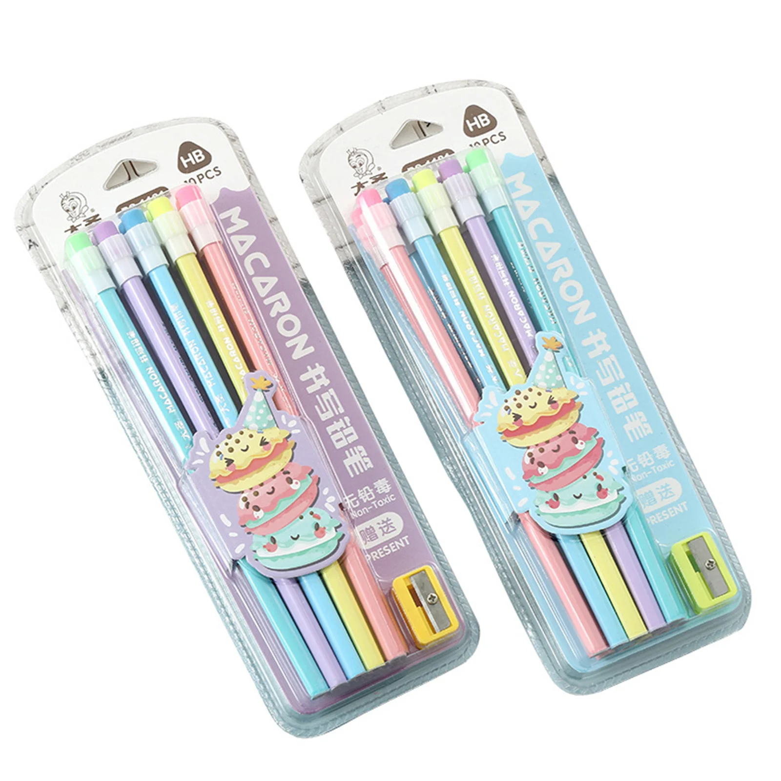 

HB Pencils with Built-in Erasers, Smooth Writing Comfortable Grip for Students and Office Workers Cute pens writing supplies