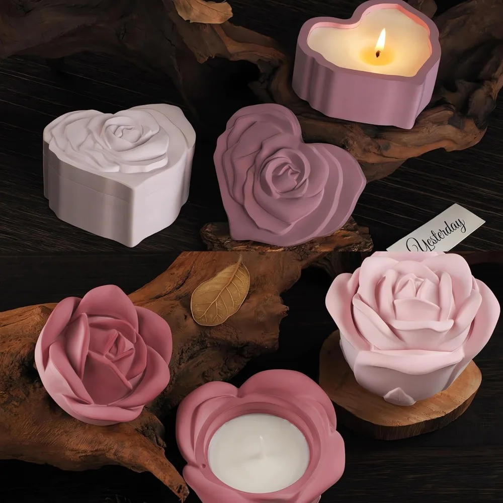 Роза банка для свечей бетонные силиконовые формы с крышкой сделай сам цветок
