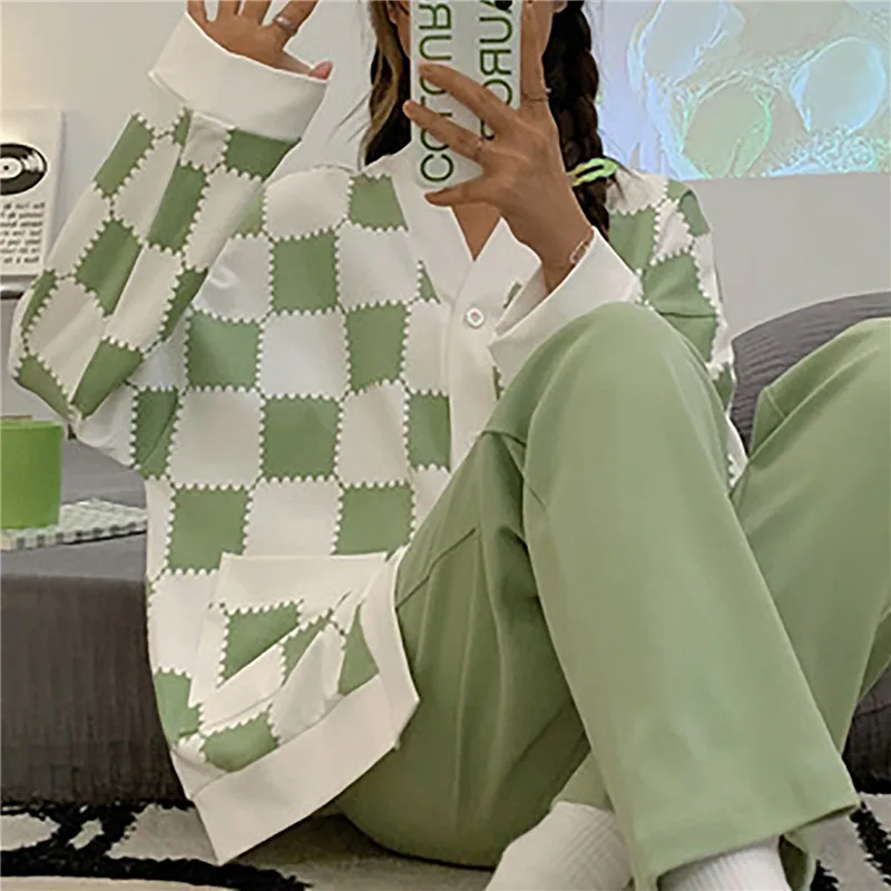 

Женский пижамный комплект, милый мультяшный Топ с длинным рукавом и брюки, одежда для сна в Корейском стиле, Повседневная Ночная одежда, домашний костюм