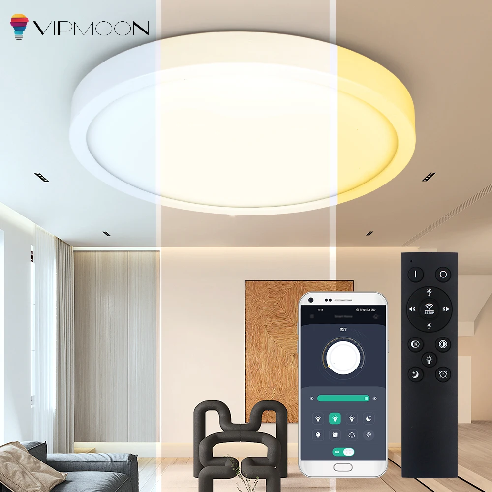 

Modern 2.1cm Ultrathin Ceiling Light APP Remote Control Panel Lamp Stepless Dimmable Ceil Lights For Bedroom Kitchen Smart Home