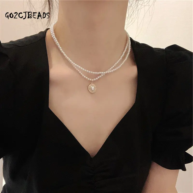 

Pearl Necklace for Women Pearl Pendant Necklace Fashion Collarbone Chain Girl Gift Party Simple Jewelry Pearl Beaded