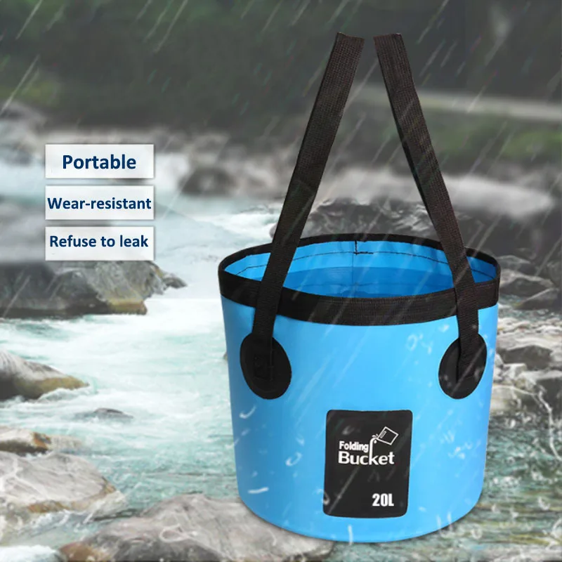 

Folding Bucket Fishing Water Bag 12L 20L Portable Bucket Water Storage Bag Waterproof Outdoor Trave Bags Collapsible Buckets