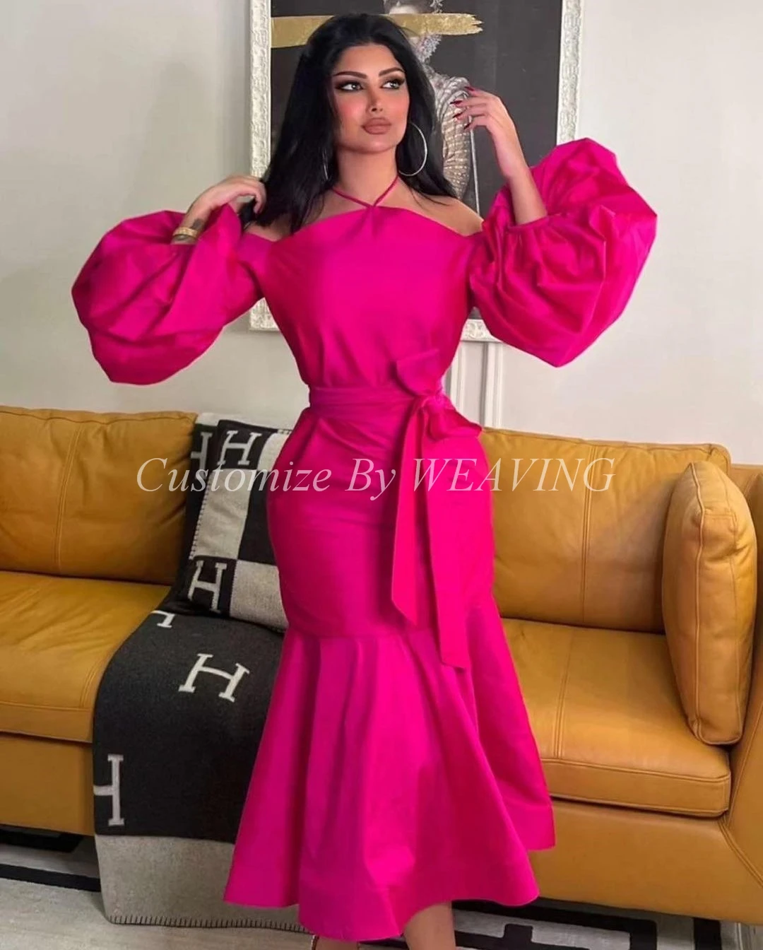 

Женское атласное вечернее платье с юбкой-годе