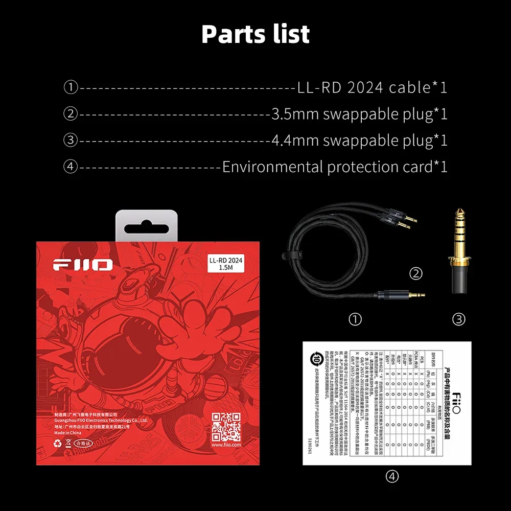 FIIO LL-RD 2024 высокочистый монокристаллический серебряный кабель для наушников 4 мм/3