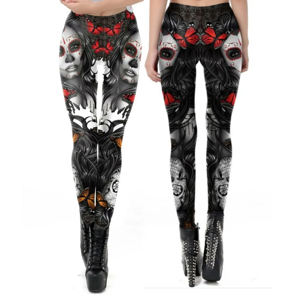 Оптовая продажа женские леггинсы Teanoon с 3d-рисунком мексиканского черепа