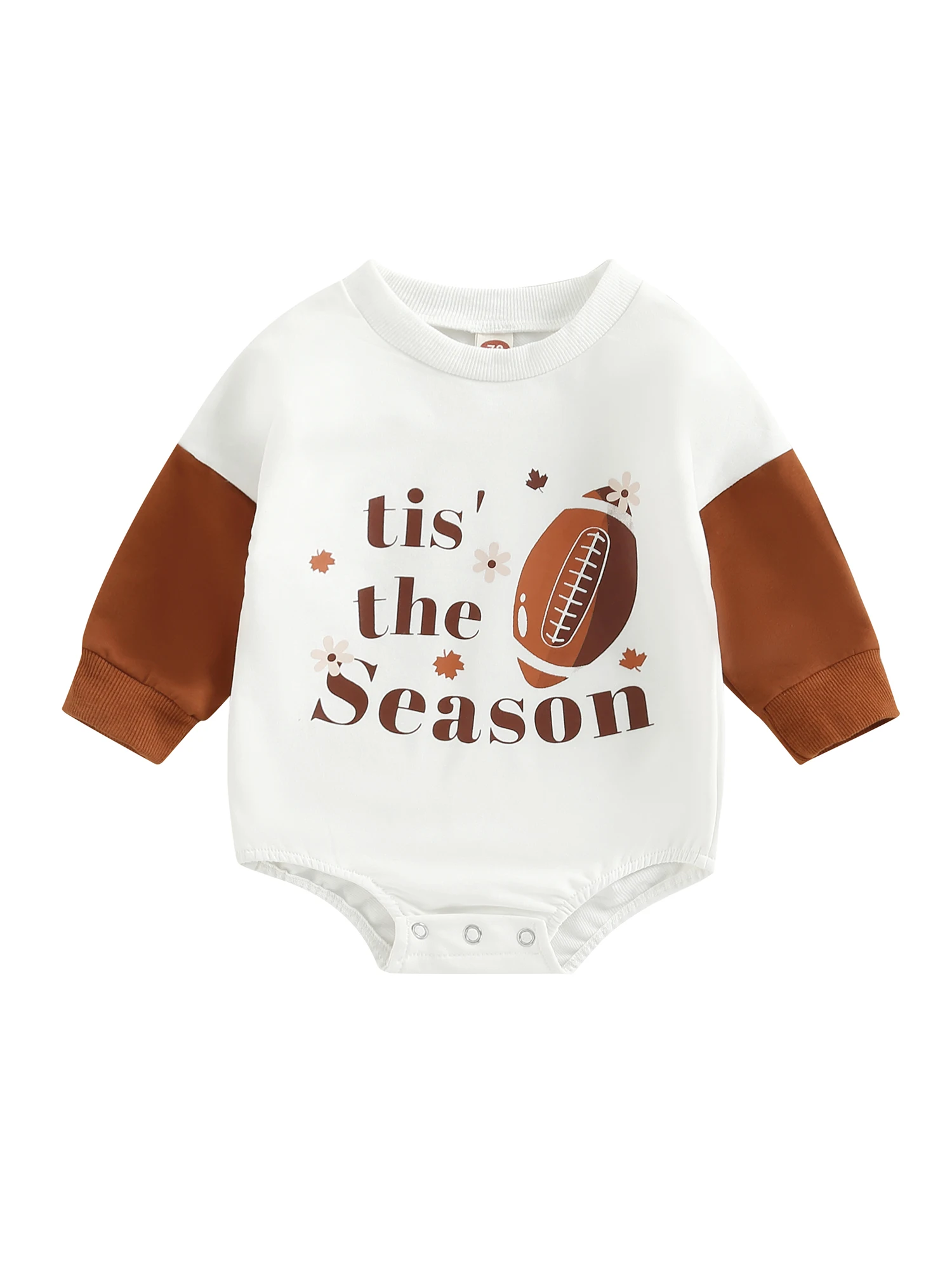 

Infant Baby Spring Autumn Jumpsuit Rugby Letter Print Long Sleeve Round Neck Snap Closure Romper for Boys Girls
