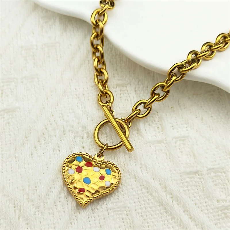 Модный Красочный эмалевый Романтический женский набор из колье и браслета