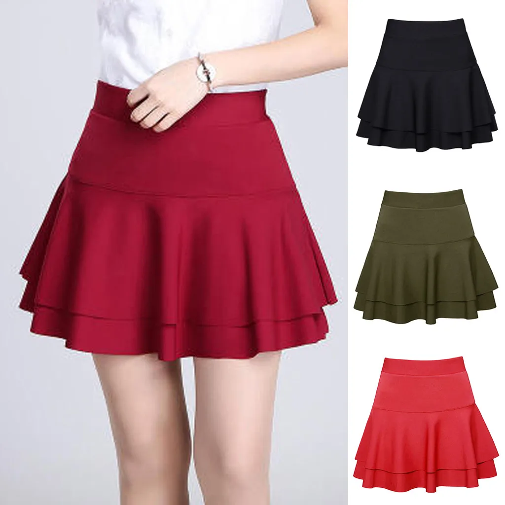 

Korean Skirt Casual Mini Stretch Waist Flared Plain Pleated Skater Skirt Harajuku Skirt Vintage Black Skirt Women Skirt