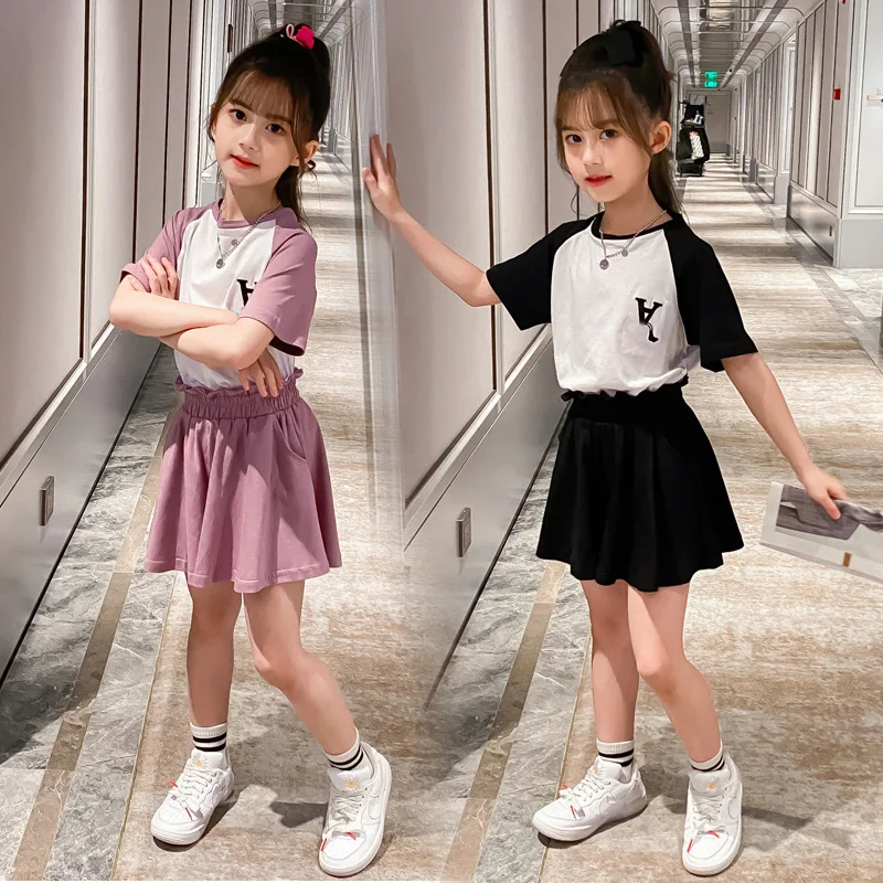 

Girls' Clothing Set 2023 Fashion Casual Short Sleeve + Shorts 2 Piece Set 3-10Y