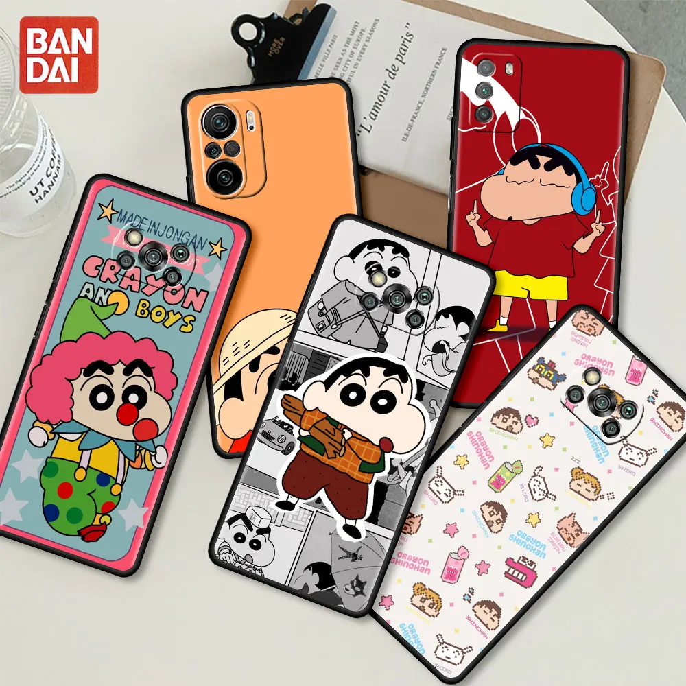 

Phone Case For Xiaomi Mi Poco X3 NFC M3 Pro F3 GT F1 M4 11 Lite Note 10 11T 10T 9T Silicone Back Cover Crayo Shin Chan Fundas
