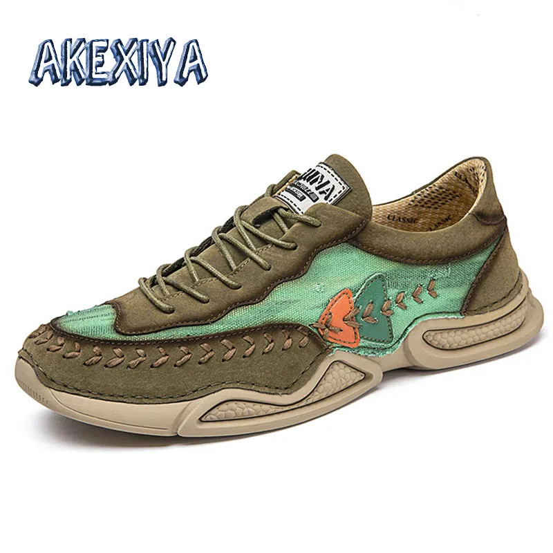 

Fashion Men Leather Shoes Outdoor Men's Loafers Breathable Men Work Shoes Flat Dress Splice Handmade Walking Dress Men Sneakers