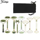 8 типов натуральный нефритовый роликовый лицевой ролик против морщин для лифтинга лица Нефритовый камень массажный ролик инструмент для похудения с сумкой для тела лица