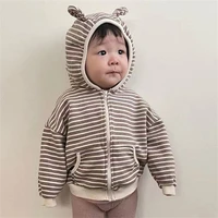 newborn baby girl boy sweatshirt coat autumn striped cartoon bear ears hooded cardigan for infant cotton cute kids girls clothes