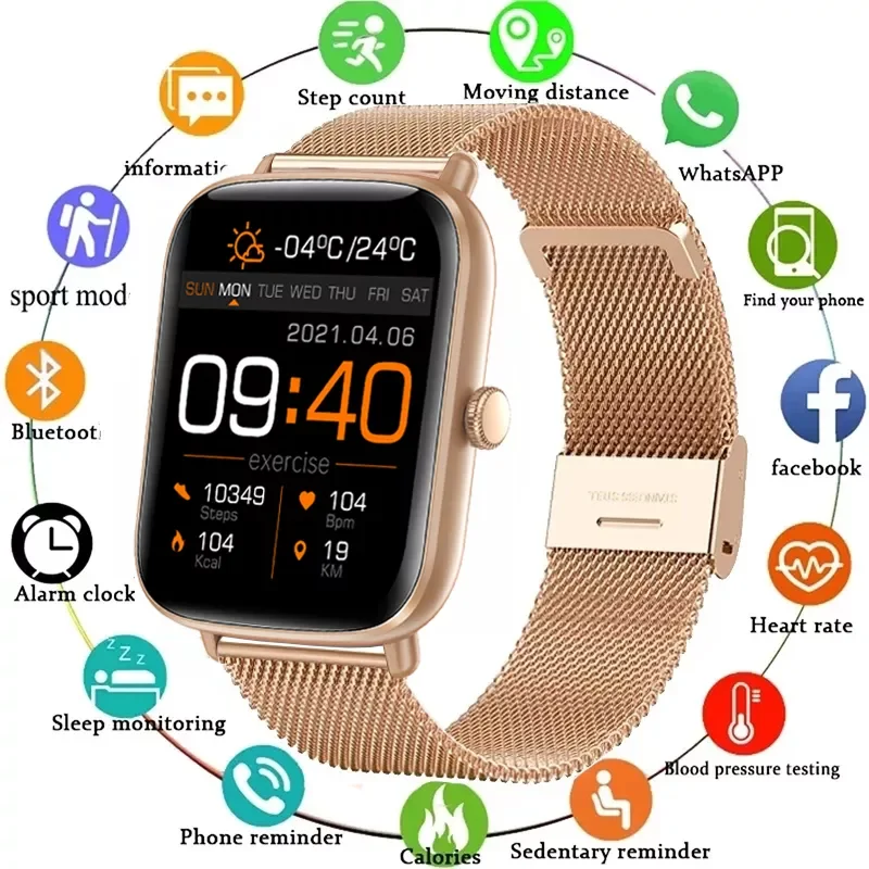 

2022 Smart Watch Women 1.69 Inch Heart Rate Monitor IP67 Waterproof Ladies Watch Men Smartwatch Fitness Tracker For Android IOS
