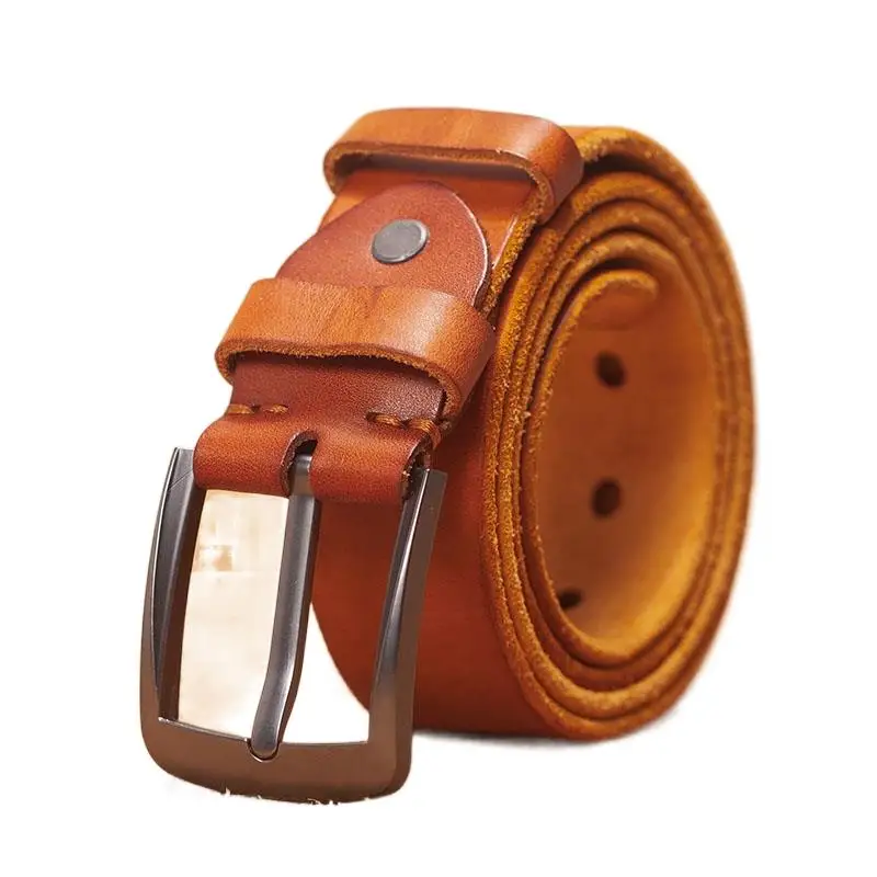 

Men Authentic Leather Retro Pin Buckle Belt Top Quality Male Metal Genuine Leather Simple Fashion Business Waistband