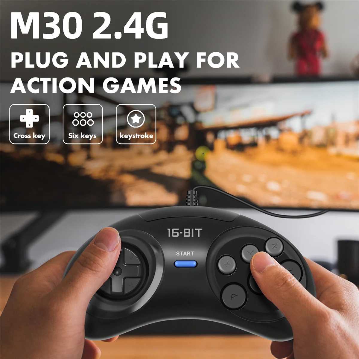 Игровой контроллер SEGA Genesis для 16-битного контроллера 6 кнопок геймпад MD черные