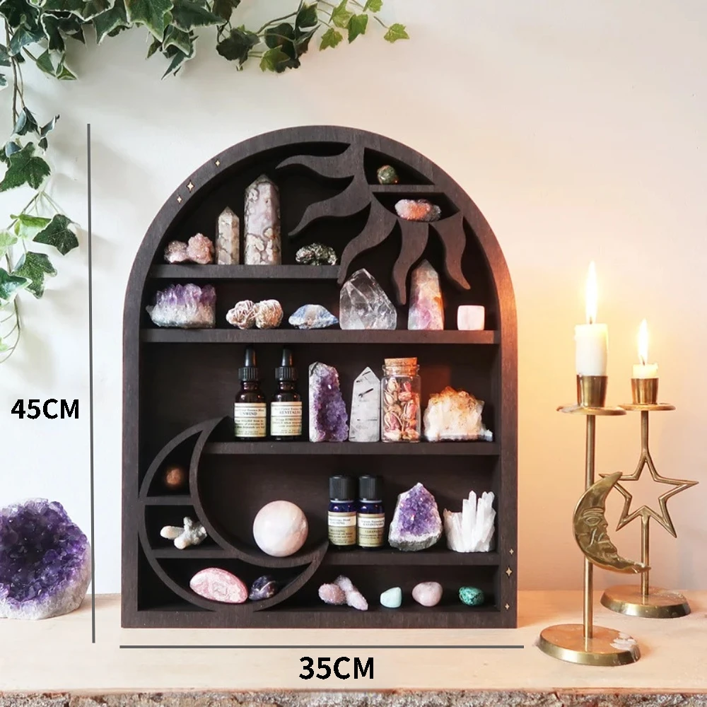 New Art Essential oil Display Rack Crystal Stone Wall Boho Hanging Gothic Decoration Wall Stand Mounted Organizer Home Decor images - 6