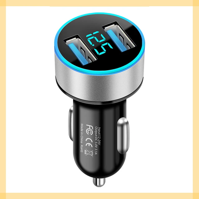 

Car Charger 5V 2 Ports Fast Charging For Samsung iPhone 12 11 Universal LED Display Dual USB Car-Charger Adapter