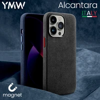 ymw alcantara magnetic case for iphone 13 pro max 12 mini luxury supercar interior same suede leather magnet phone cover