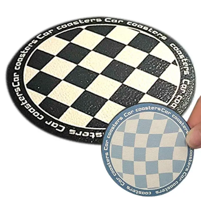 Car Coasters For Car Cup Checkerboard Pattern Car Cup Holder Mat Durable And Cute Auto Accessories For Women & Men Funny Gift