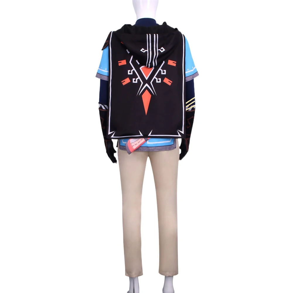 Легенда Слезы Королевства Link Косплей Костюм Зельда Парик Синяя Туника Плащ