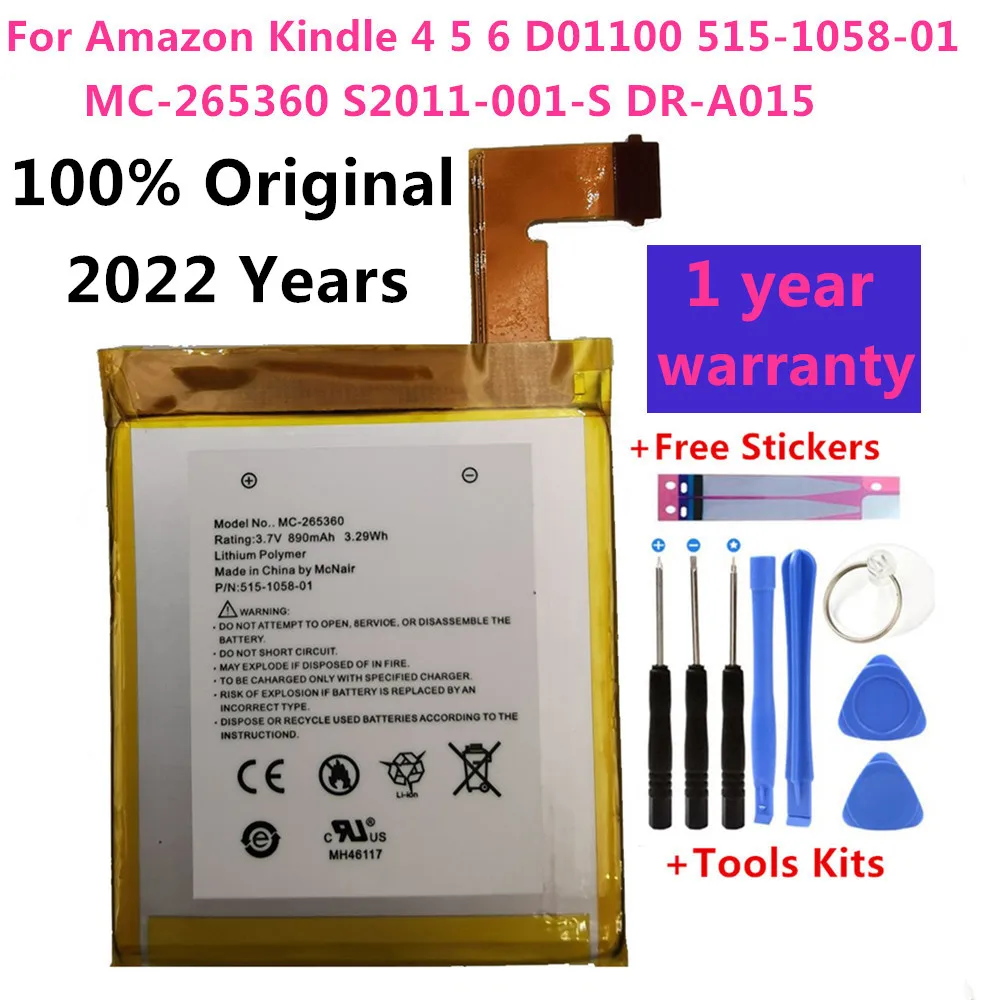 

Оригинальный аккумулятор 100% мАч для Amazon Kindle 4 5 6 D01100 890-515-01