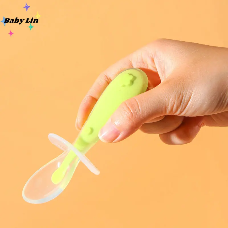

Liquid Silicone Non-slip Baby Spoon Tableware Babies Soft Spoon with Suction Cup Children Tableware Infant Non-slip Feeding