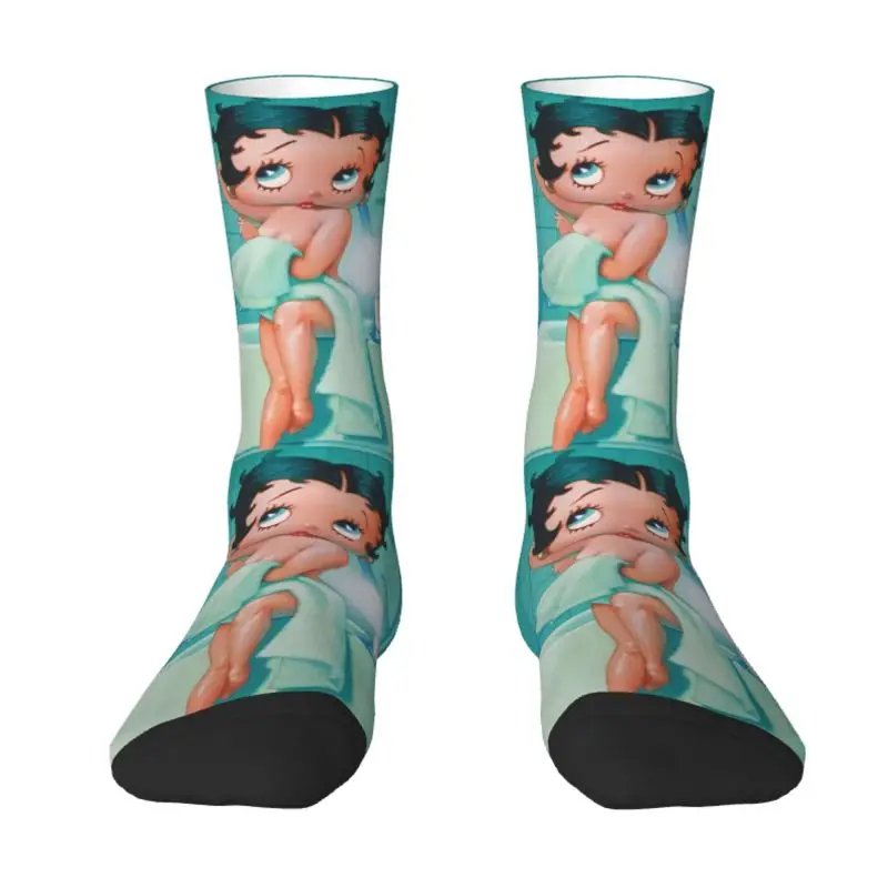 

Funny Cartoon Boop Bettys Men's Crew Socks Unisex Cute Animated Tv Spring Summer Autumn Winter Dress Socks
