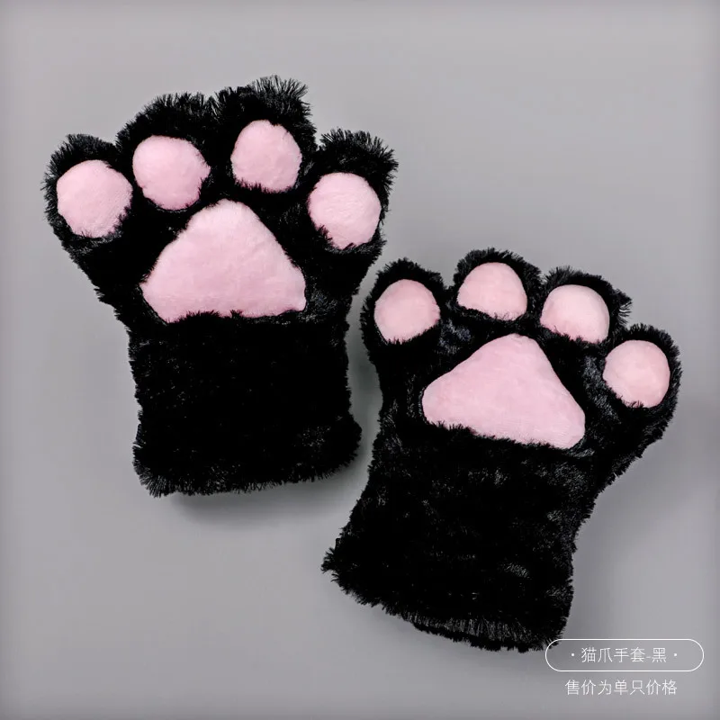 

1Pair Women Girls Cute Cat Kitten Paw Claw Warm Gloves Soft Anime Cosplay Plush for Halloween Party Accessories