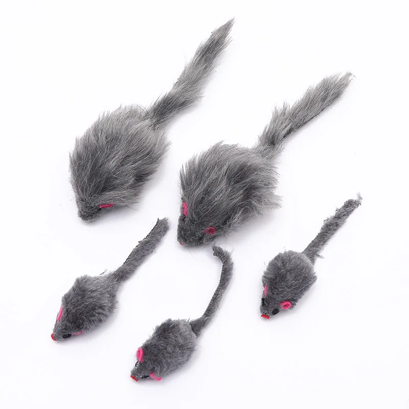 

5PCS Hanging mouse toy accessories large and small gray mouse color hairy mouse generation plush mouse cat toy pet toys