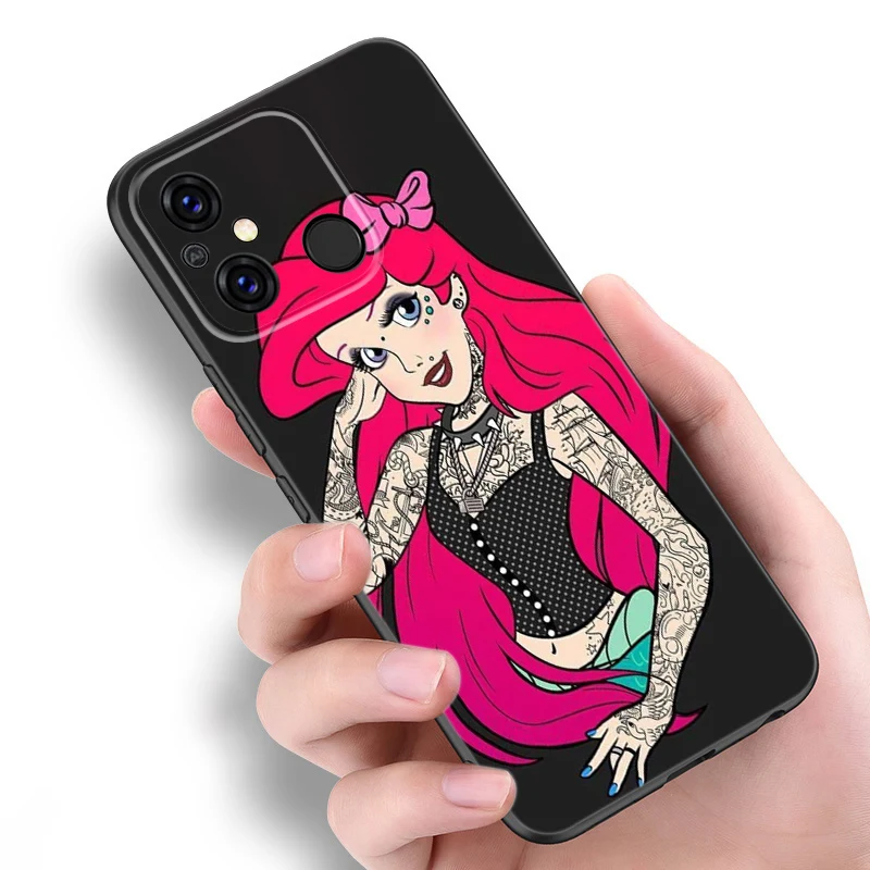 Черный чехол для телефона с тату-принцессой Xiaomi Redmi 11 Prime 11A 12C 13C A1 A2 Plus A3X 12 13 4G 10 13R 5G