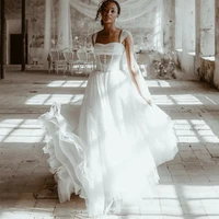 elegant long tulle sweetheart wedding dresses with straps a line open back vestido de novia bridal gowns custom for women