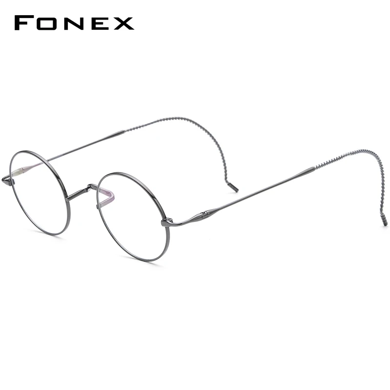 FONEX Pure Titanium Glasses Men Retro Round Prescription Eyeglasses Women 2022 New Vintage Myopia Optical Frame Eyewear F85725