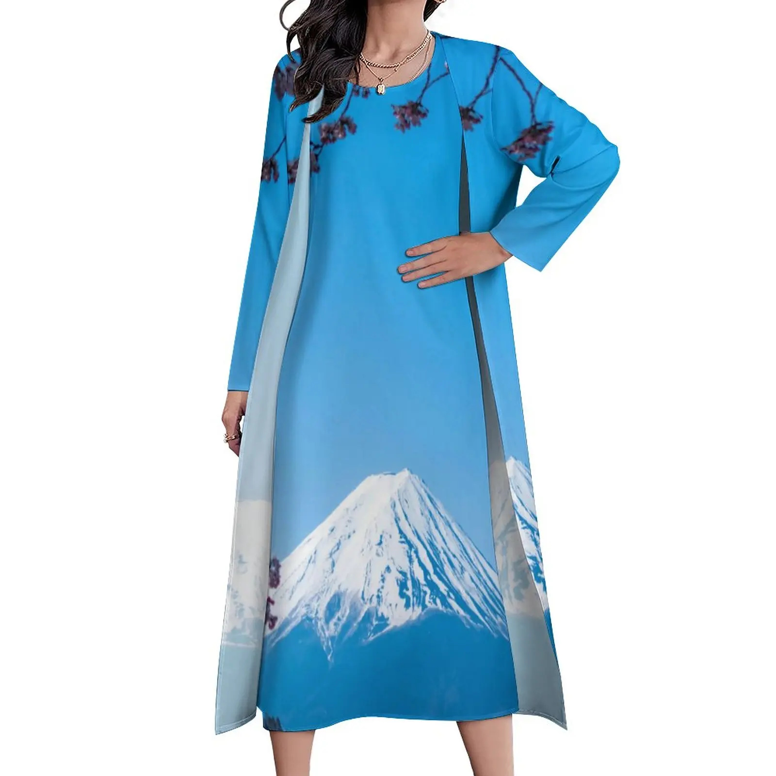 

Женское длинное платье в стиле «Бохо», с принтом в виде голубого неба