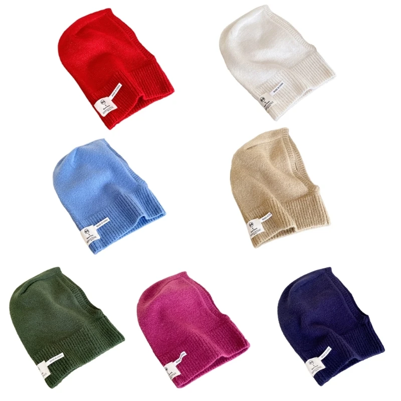 

Hooded Hat Scarf Knitted Beanie Hat Earflap Balaclava Windproof Beanie Caps