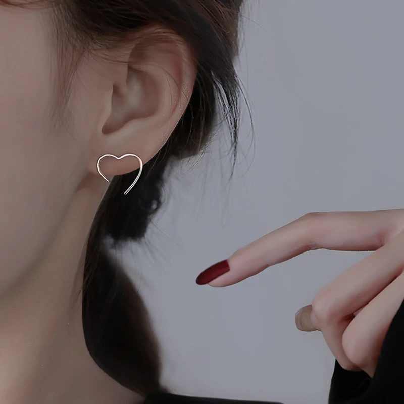 

Luxury Heart Golden Trendy Wedding Asymmetrical Stud Earrings For Women Fashion Jewelry Aritos