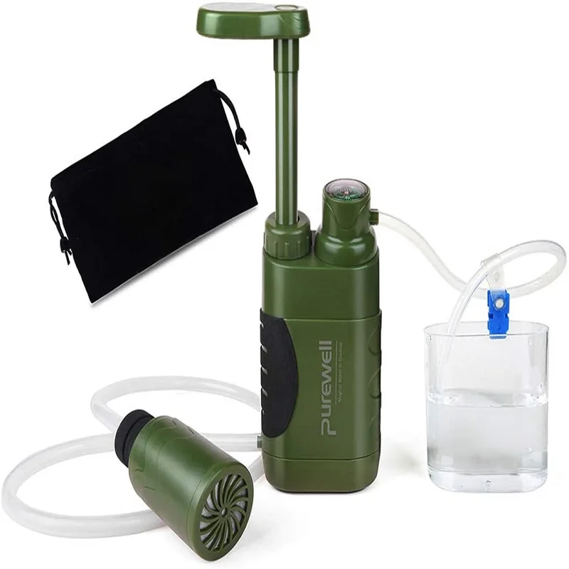 

Water Purifier Pump Replaceable Carbon 0.01 Micron Water Filter 4 Filter Stages Outdoor Emergency Survival Gear Camping Hiking