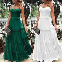sexy backless suspender dress for women summer 2021 new fashion v neck green white long dresses