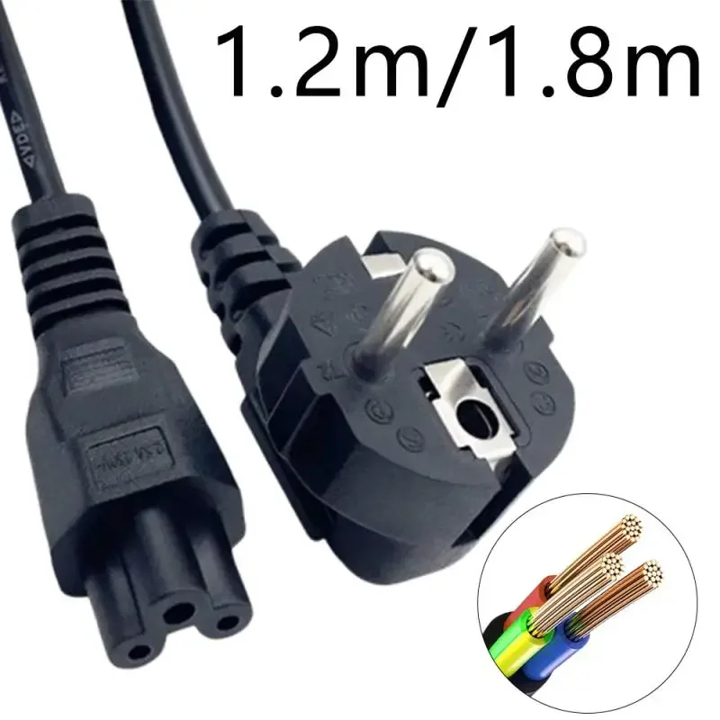 EU Plug Power Supply Cable 1.2m 1.8m European AC Extension For Dell Lenovo Asus Notebook Laptop Charger Cord