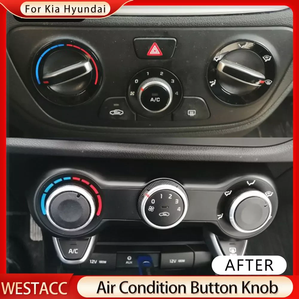 

AUTO PARTS 2Pcs/set Car Air Conditioning Knob AC Heat Control Switch Knobs for Hyundai Solaris 2017 - 2021 for Kia Rio K2 KX Cro