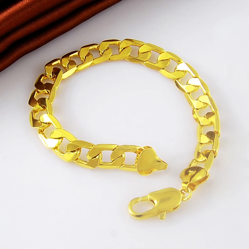 

10/8/6mm Miami Curb Cuban Bracelet Chain For Men 24k Gold Color Hip Hop Party Jewelry Bracelet 8 inch
