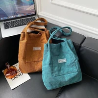 2022 new corduroy shoulder bags large capacity shopping bags female fashion simple handbags for women ladies shopping bags