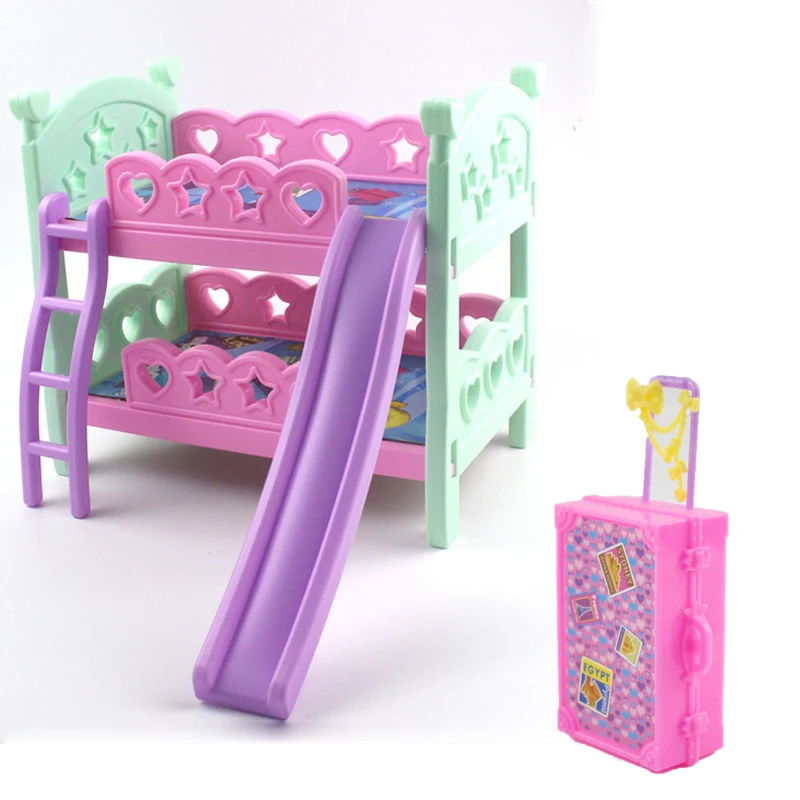 

Новая модная двойная кровать с горкой для 26 см куклы мебель для спальни аксессуары розовый чемодан для 30 см кукольный игровой домик игрушки «сделай сам»