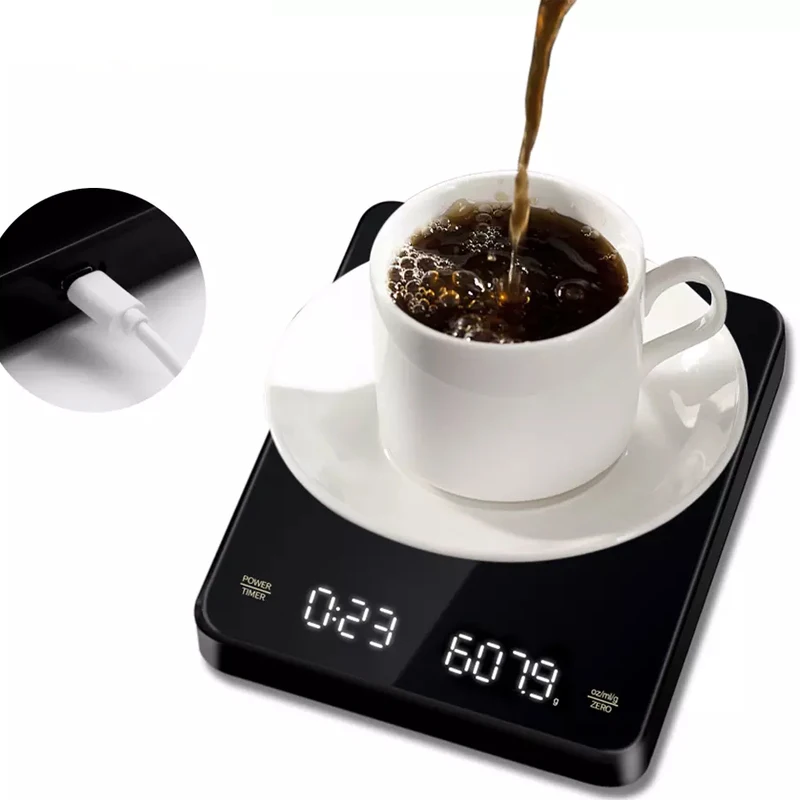 USB-весы для кофе 3 кг светодиодный дисплей цифровой таймер кухонные капельные