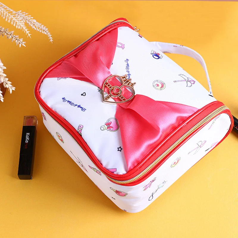 

Japanese Sailor Moon Make Up Bag Travel Toiletry Portable Bag Cartoon Cute Large Capacity Cosmetic Bag Waterproof Storage Case