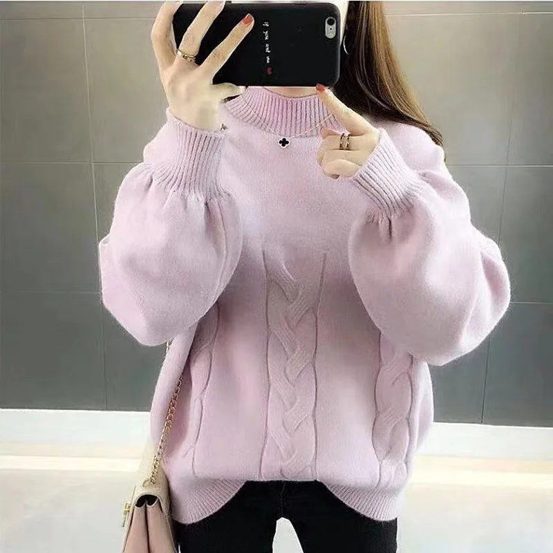 

2019 Women's V-neck sweater loose sweater White